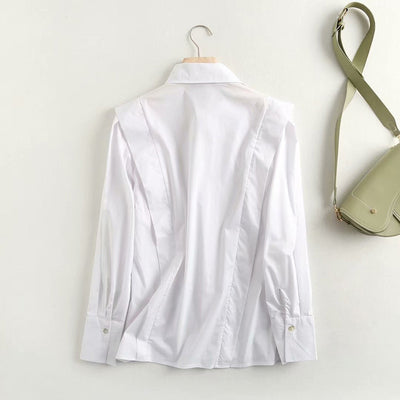 Blusa Blanca de Manga Larga con Diseño Minimalista en Popelina - Image 10