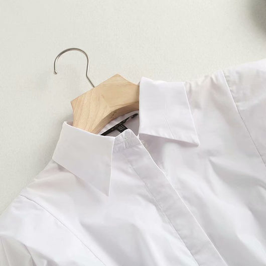 Blusa Blanca de Manga Larga con Diseño Minimalista en Popelina - Image 11