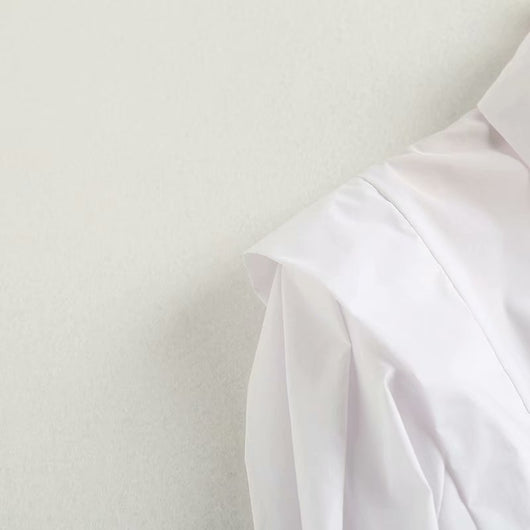 Blusa Blanca de Manga Larga con Diseño Minimalista en Popelina - Image 12