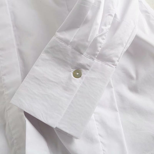 Blusa Blanca de Manga Larga con Diseño Minimalista en Popelina - Image 14