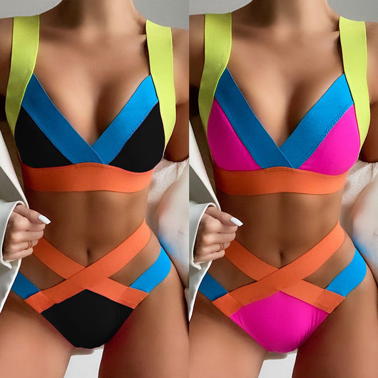 Bikini Triangular Multicolor con Bolsa de Playa para Mujer - Image 7