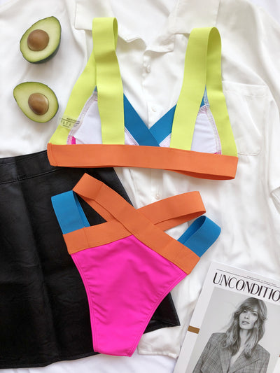 Bikini Triangular Multicolor con Bolsa de Playa para Mujer - Image 11