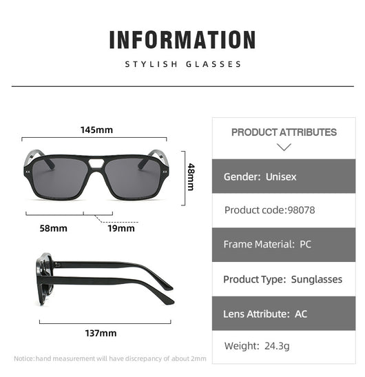 Gafas de Sol Retro Puente Doble Poligonales Unisex - Image 12