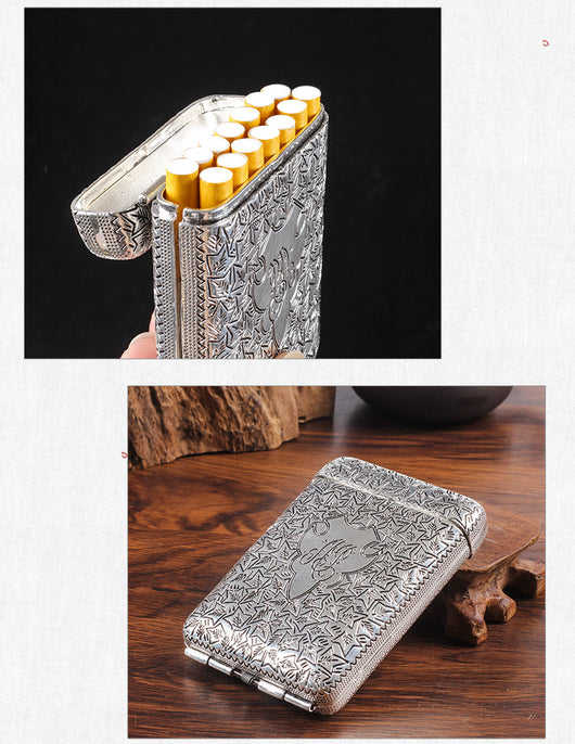 Estuche para Cigarrillos Ultradelgado de Aleación con Grabado 3D para Hombre - Image 9