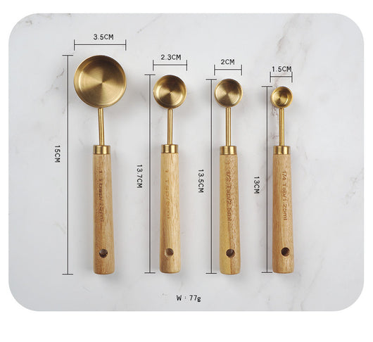 Set de 8 Cucharas y Tazas Medidoras de Acero Inoxidable con Mango de Madera - Image 8