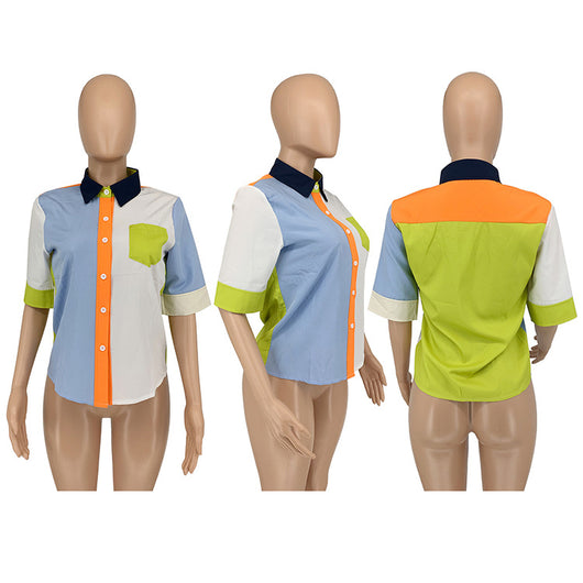 Blusa Casual de Verano con Color Coordinado para Mujer - Image 14