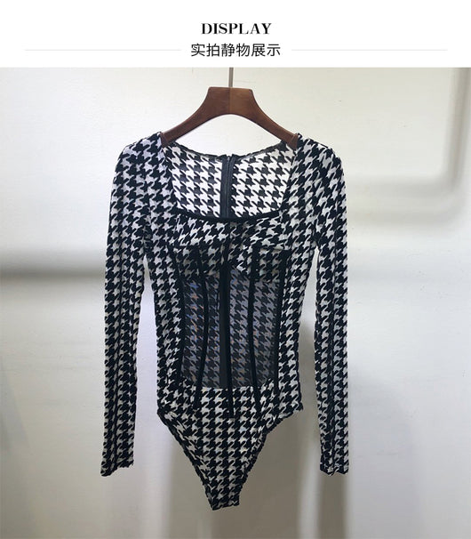 Bodysuit Transparente con Costuras Espina de Pez para Mujer - Image 13