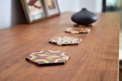 Posavasos Hexagonales de Madera Maciza Estilo Retro - Image 12