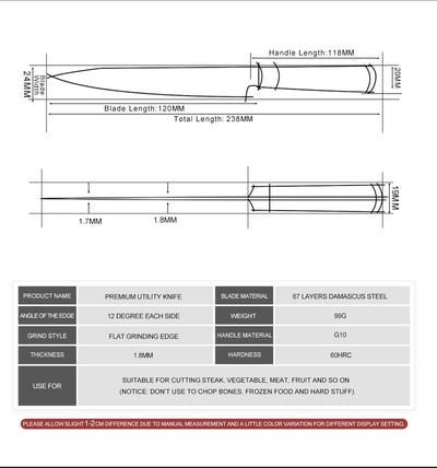 Cuchillo Universal de Acero Damasco para Cocina - Image 6