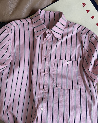 Camisa Retro de Rayas con Solapa Literaria, Manga Corta Suelta y Ligera - Image 15