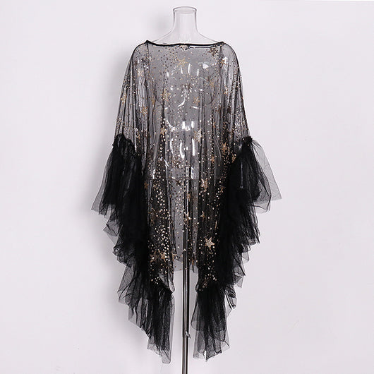 Blusa con Lentejuelas y Mangas Volantes - Protección Solar - Image 9