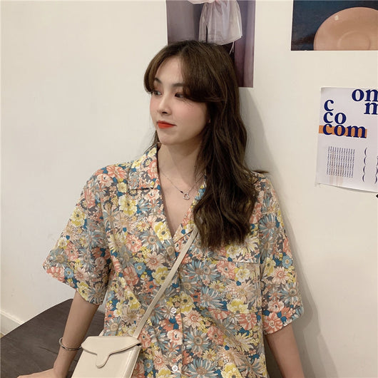 Blusa Retro Floral de Manga Corta para Mujer - Image 8
