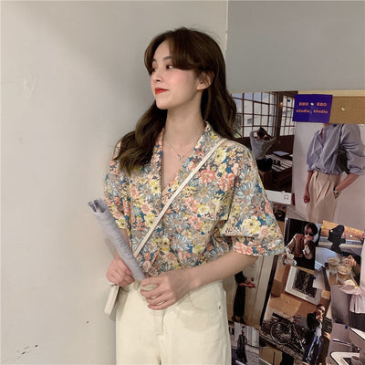 Blusa Retro Floral de Manga Corta para Mujer - Image 11