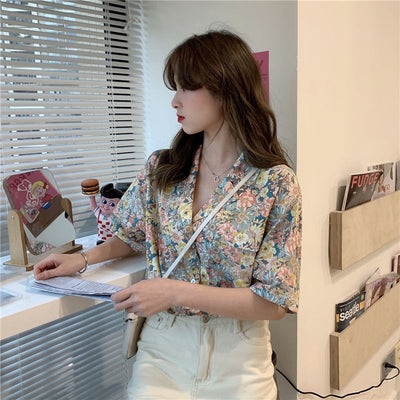 Blusa Retro Floral de Manga Corta para Mujer - Image 12