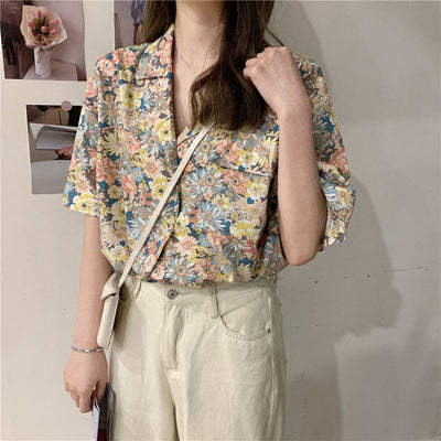 Blusa Retro Floral de Manga Corta para Mujer - Image 14