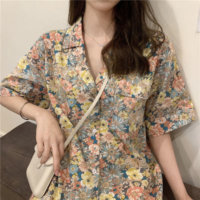 Blusa Retro Floral de Manga Corta para Mujer - Image 15