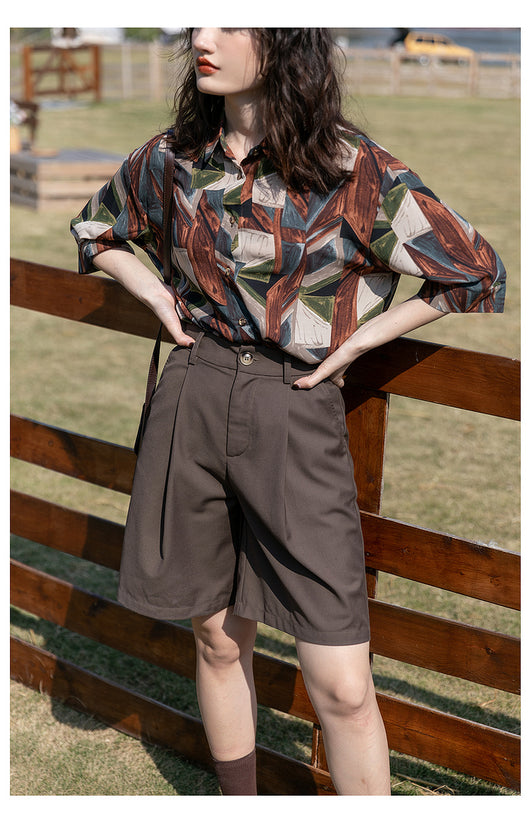 Camisa Floral Retro Hong Kong Oversized Manga Larga Primavera Otoño - Image 18