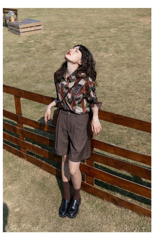 Camisa Floral Retro Hong Kong Oversized Manga Larga Primavera Otoño - Image 27