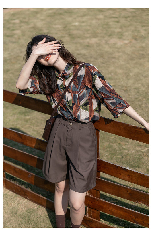 Camisa Floral Retro Hong Kong Oversized Manga Larga Primavera Otoño - Image 33