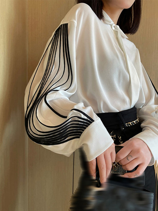 Camisa Suelta de Manga Larga con Contraste de Colores - Image 7