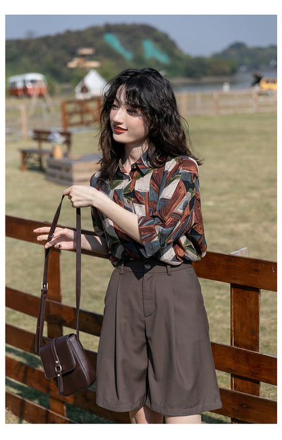 Camisa Floral Retro Hong Kong Oversized Manga Larga Primavera Otoño - Image 37