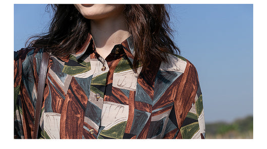 Camisa Floral Retro Hong Kong Oversized Manga Larga Primavera Otoño - Image 39