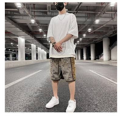 Shorts Hip-Hop de Terciopelo con Bordado - Pantalones Cortos Deportivos Holgados para Hombre - Image 9
