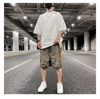 Shorts Hip-Hop de Terciopelo con Bordado - Pantalones Cortos Deportivos Holgados para Hombre - Image 11