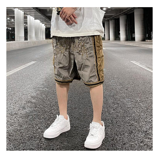 Shorts Hip-Hop de Terciopelo con Bordado - Pantalones Cortos Deportivos Holgados para Hombre - Image 15