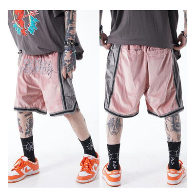 Shorts Hip-Hop de Terciopelo con Bordado - Pantalones Cortos Deportivos Holgados para Hombre - Image 17