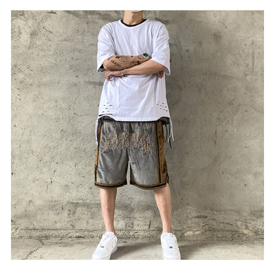 Shorts Hip-Hop de Terciopelo con Bordado - Pantalones Cortos Deportivos Holgados para Hombre - Image 18