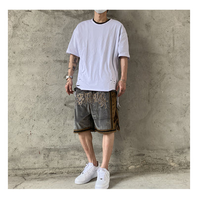 Shorts Hip-Hop de Terciopelo con Bordado - Pantalones Cortos Deportivos Holgados para Hombre - Image 19