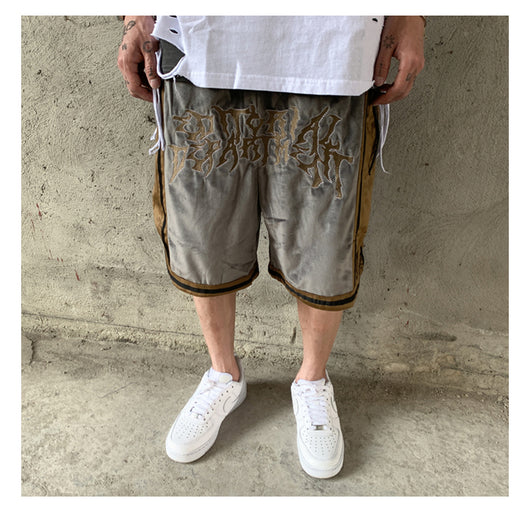 Shorts Hip-Hop de Terciopelo con Bordado - Pantalones Cortos Deportivos Holgados para Hombre - Image 20