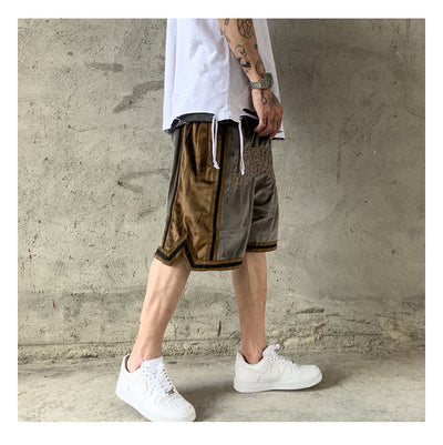 Shorts Hip-Hop de Terciopelo con Bordado - Pantalones Cortos Deportivos Holgados para Hombre - Image 22