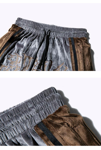 Shorts Hip-Hop de Terciopelo con Bordado - Pantalones Cortos Deportivos Holgados para Hombre - Image 25
