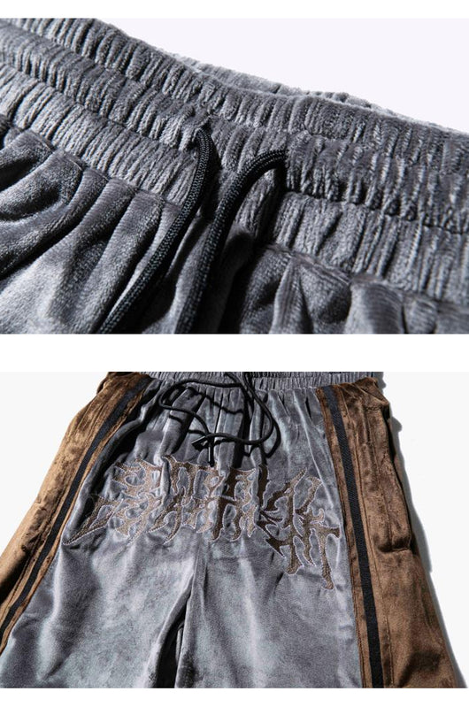 Shorts Hip-Hop de Terciopelo con Bordado - Pantalones Cortos Deportivos Holgados para Hombre - Image 26