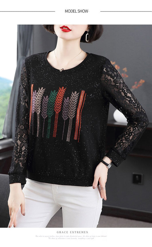 Blusa Elegante con Encaje y Detalles Brillantes para Mujer - Image 14