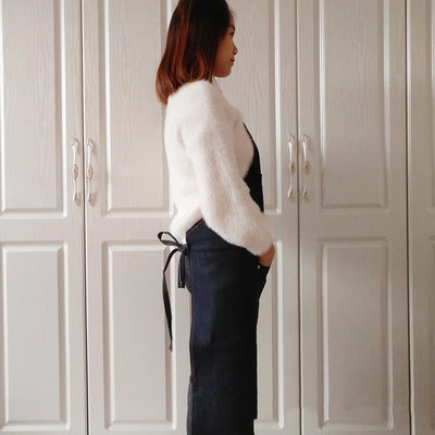Delantal Japonés de Trabajo Tipo Halter en Denim Vulcanizado Negro - Image 12
