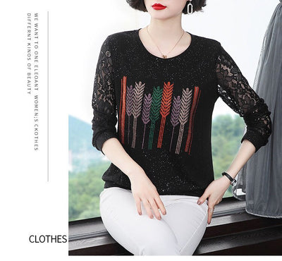 Blusa Elegante con Encaje y Detalles Brillantes para Mujer - Image 18