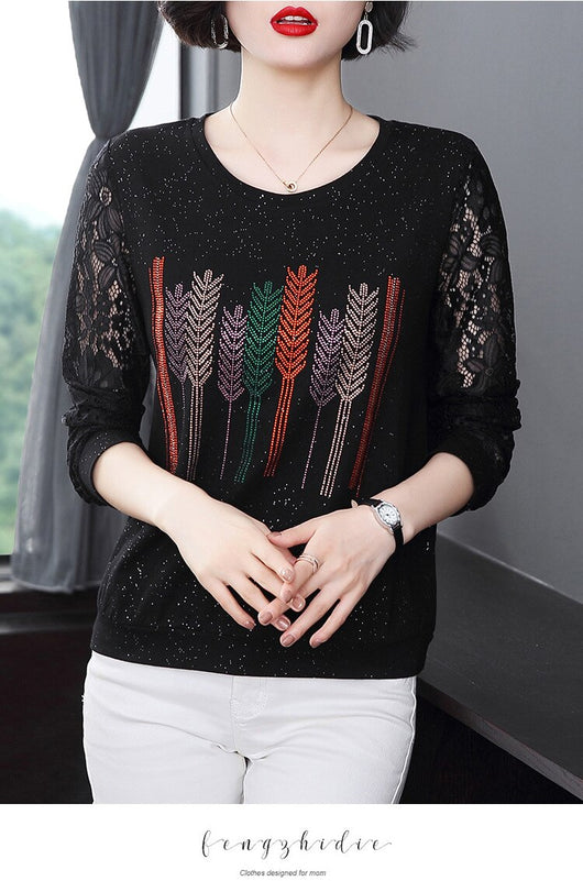Blusa Elegante con Encaje y Detalles Brillantes para Mujer - Image 19