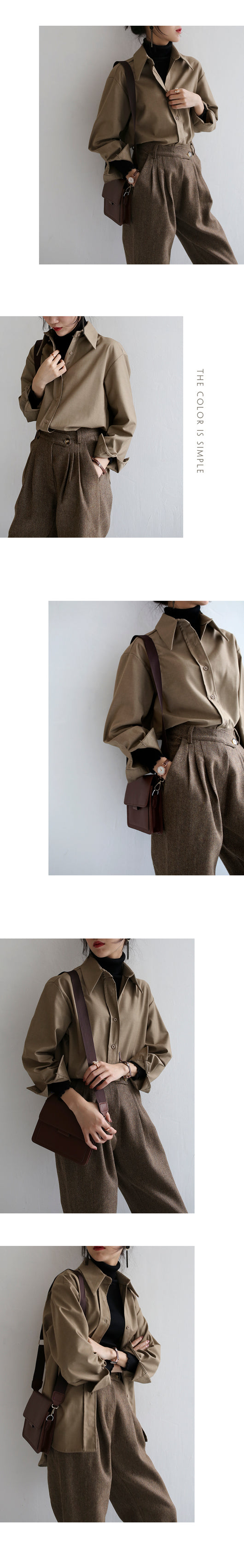 Blusa Holgada de Manga Larga en Colores Sólidos para Mujer - Image 7