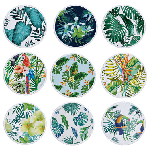 Toalla Redonda de Microfibra con Estampado de Hojas Tropicales - Image 18