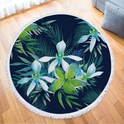 Toalla Redonda de Microfibra con Estampado de Hojas Tropicales - Image 24