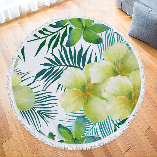 Toalla Redonda de Microfibra con Estampado de Hojas Tropicales - Image 25