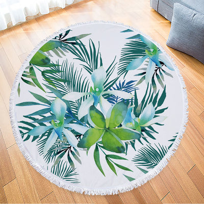 Toalla Redonda de Microfibra con Estampado de Hojas Tropicales - Image 26
