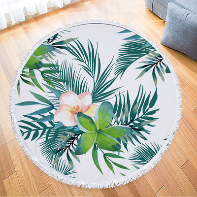 Toalla Redonda de Microfibra con Estampado de Hojas Tropicales - Image 27