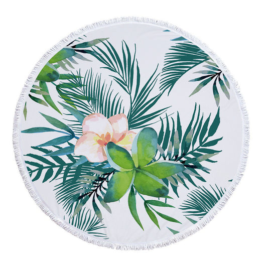 Toalla Redonda de Microfibra con Estampado de Hojas Tropicales - Image 29
