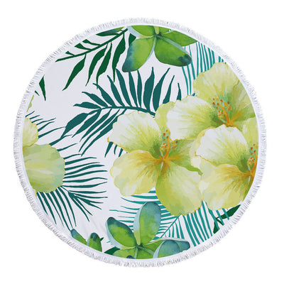Toalla Redonda de Microfibra con Estampado de Hojas Tropicales - Image 31