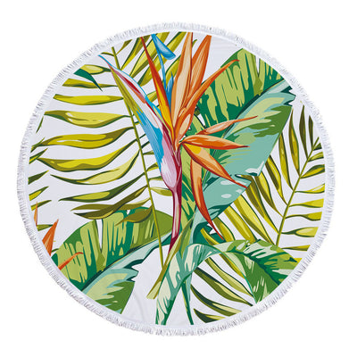 Toalla Redonda de Microfibra con Estampado de Hojas Tropicales - Image 32