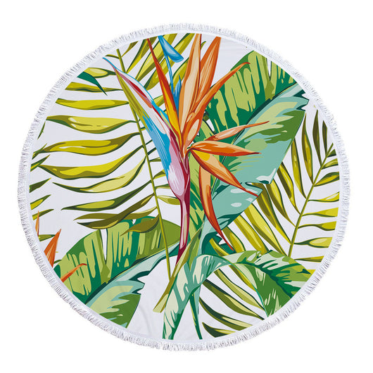 Toalla Redonda de Microfibra con Estampado de Hojas Tropicales - Image 32